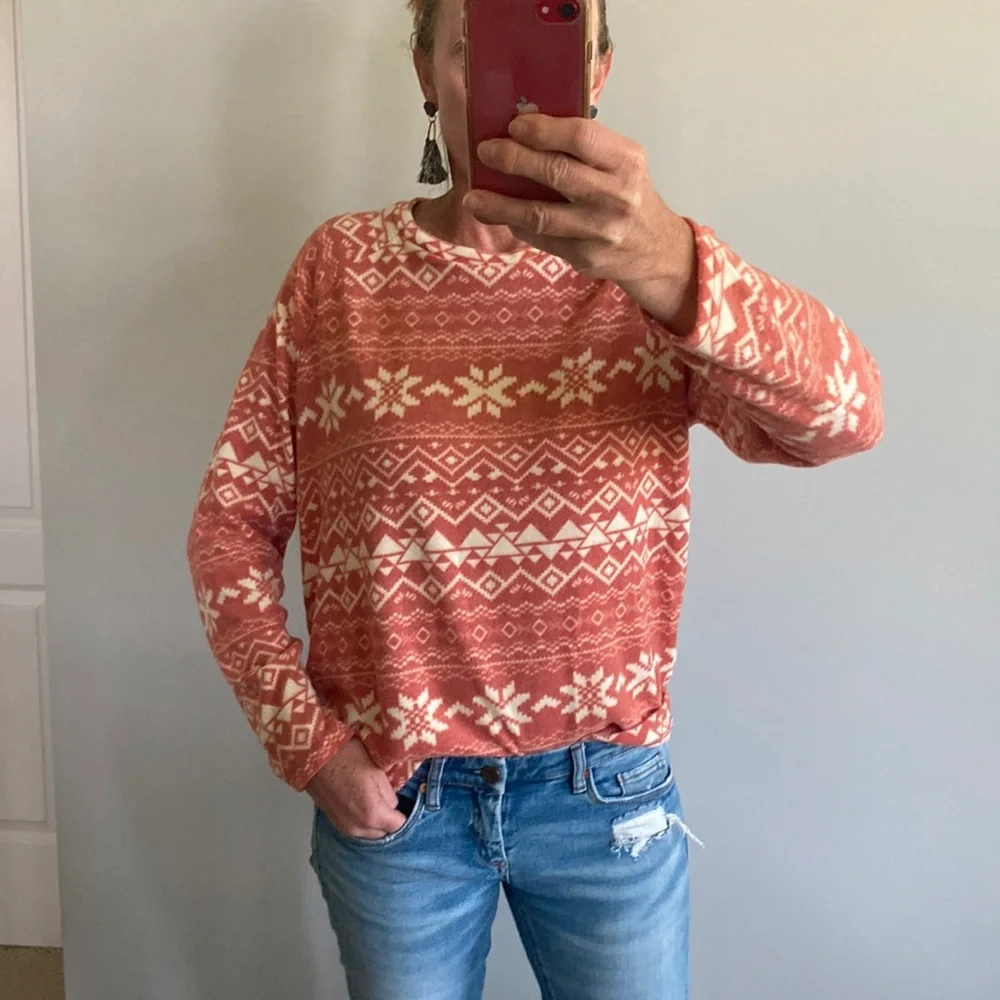 Brushed Hacci Fair Isle Long Sleeve Top - Picture 2 of 9